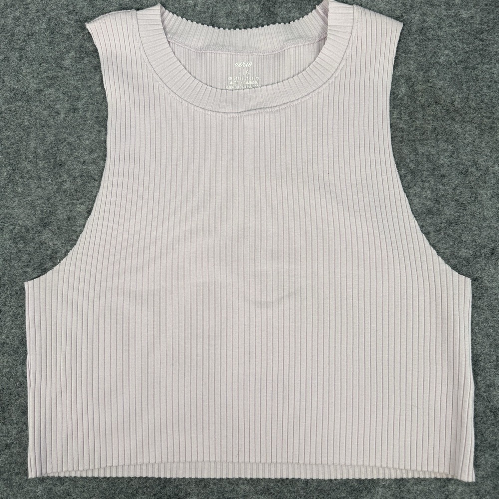Aerie Ribbed Crop Tank Womens Large Purple Lavender Stretch Sleeveless Shirt